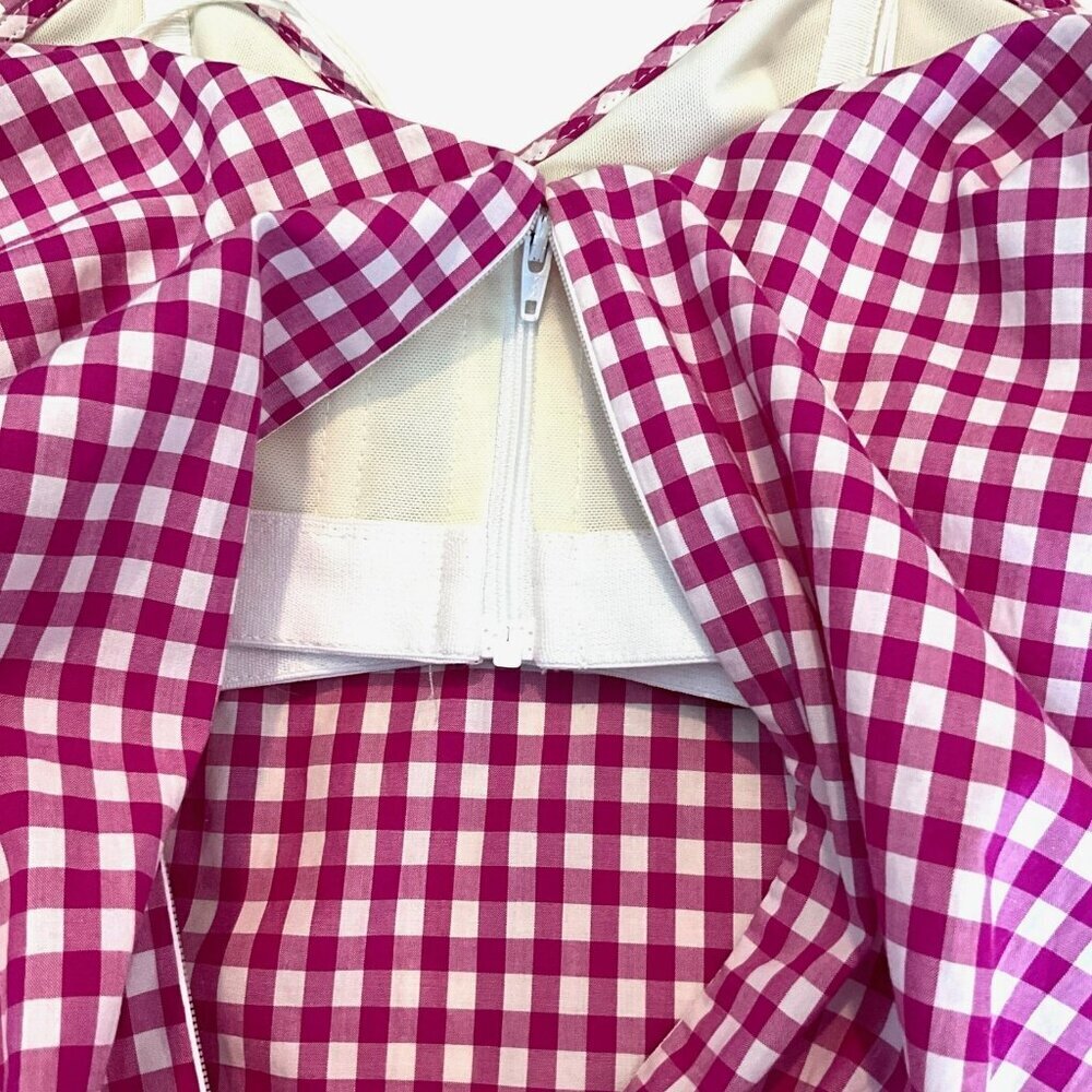 Caroline Constas Pink Gingham Plaid Gabriella Blouse Size XS Off Shoulders - Picture 11 of 11